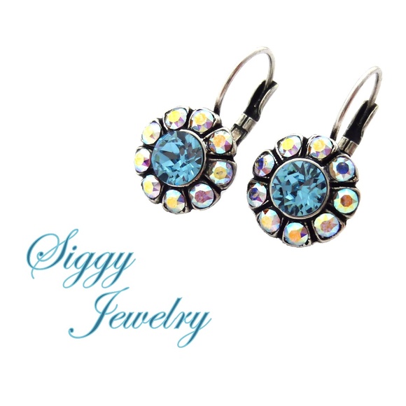 Jewelry - Swarovski® Crystal Aqua and AB Flower Earrings